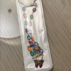 Multicolor Crystal Butterfly Charm Necklace - Women Jewelry